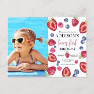 Aardbeien 1e verjaardagsfeestje Berry Eerste Foto Briefkaart