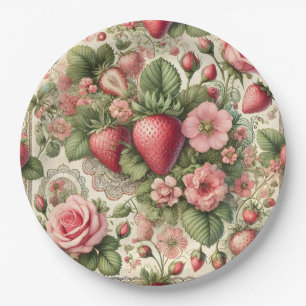  aardbeien 1e verjaardagsfeestje papieren bordje