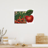  aardbeien, aardbeibessen op een Boerderij Poster (Keuken)