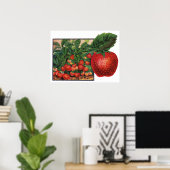  aardbeien, aardbeibessen op een Boerderij Poster (Thuiskantoor)