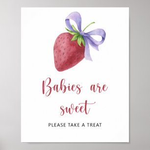 Aardbeien baby shower - baby's zijn zoet poster