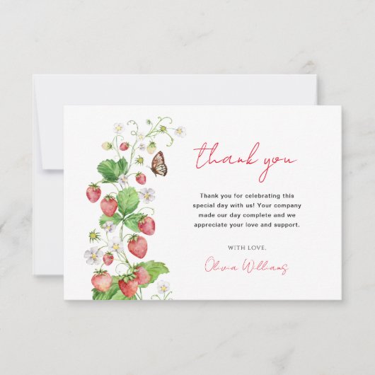 Aardbeien Baby shower Bedankkaart (Voorkant)