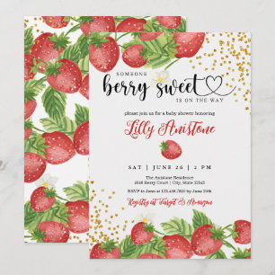 Aardbeien Baby shower Berry Sweet Invitation Kaart