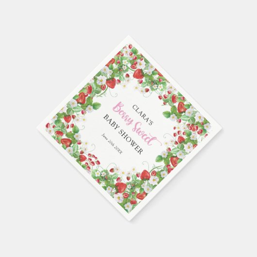 Aardbeien Baby shower Berry Sweet Napkins Servet (Hoek)