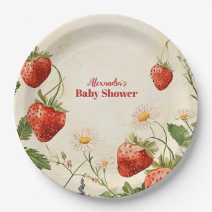 Aardbeien Baby shower Berry Sweet Papieren Bordje