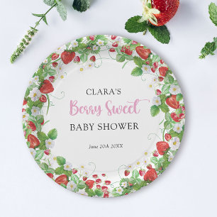 Aardbeien Baby shower Berry Sweet Papieren Bordje