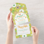 Aardbeien Baby shower en luier Raffle All In One Uitnodiging (Afscheurbaar)