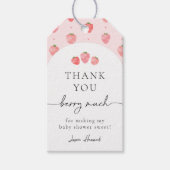 Aardbeien Baby shower Favor Tags | Aardbeien Cadeaulabel (Voorkant)