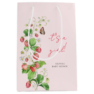 Aardbeien Baby Shower Het is een meisje Medium Cadeauzakje