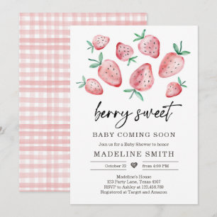 Aardbeien Baby shower Invite Berry Sweet Baby Kaart
