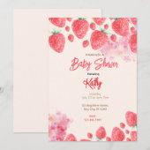 Aardbeien Baby shower Kaart (Voorkant / Achterkant)