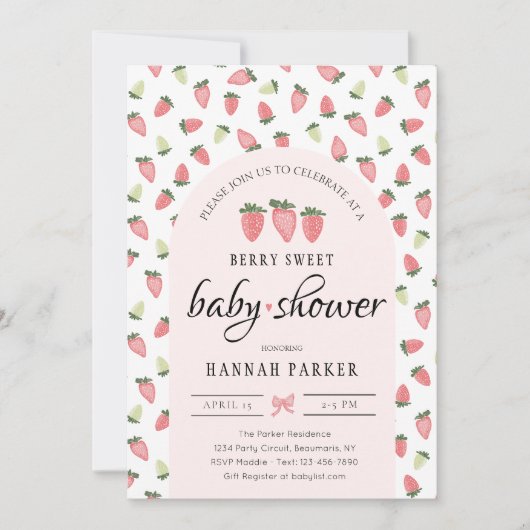 Aardbeien Baby shower Kaart (Voorkant)