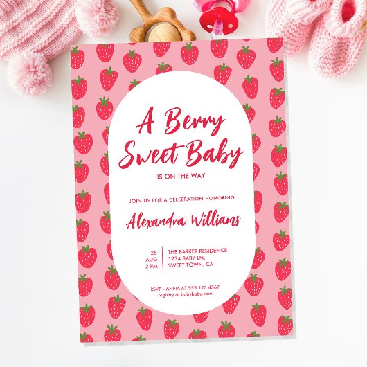 Aardbeien Baby shower Kaart