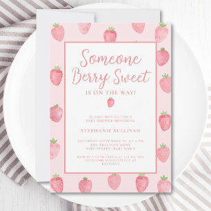 Aardbeien Baby Shower Kaart