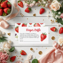 Aardbeien Baby Shower Luier Raffle Ticket 