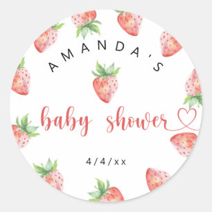 Aardbeien - Baby shower Ronde Sticker