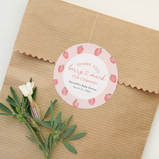Aardbeien Baby shower Ronde Sticker