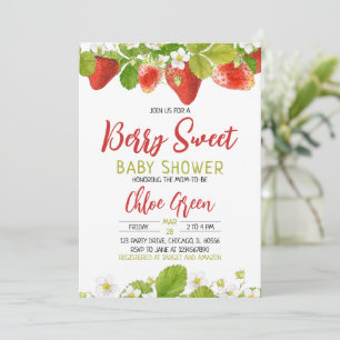 Aardbeien Baby Shower Uitnodiging