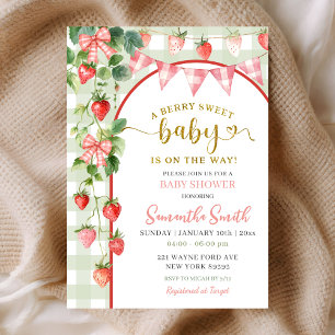 Aardbeien Baby Shower Uitnodiging