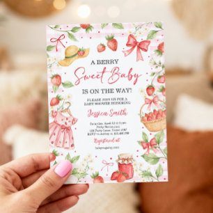 Aardbeien Baby Shower Uitnodiging Bes Aardige Baby