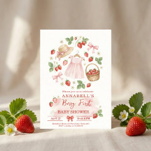 Aardbeien baby shower Uitnodiging Eerste Bes Zoet