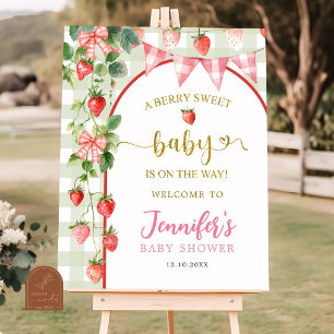 Aardbeien Baby Shower Welkom Bord Poster
