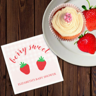 Aardbeien Baby Shower Zoet als Baby Servet