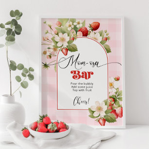 Aardbeien babyshower thema Mom-osa bar Poster