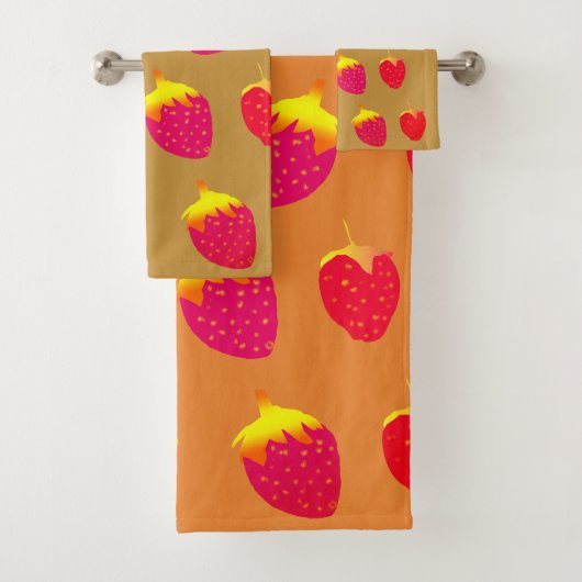 Aardbeien badkamer handdoek set (Insitu)