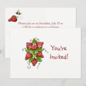 Aardbeien Birthday Party Invitation Kaart (Voorkant / Achterkant)
