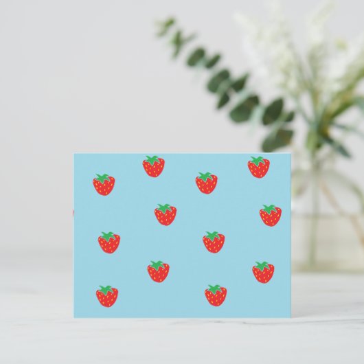 Aardbeien Blauw Briefkaart (Staand voorkant)