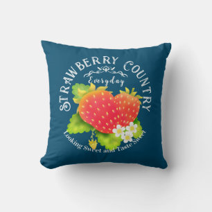 Aardbeien Blauw Sierkussen