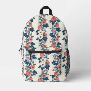Aardbeien & Blauwe Bladeren Bloempatroon Bedrukte Rugzak