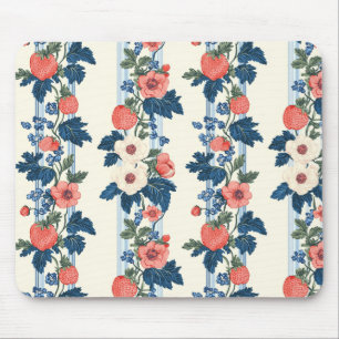  Aardbeien & Blauwe Bladeren Bloempatroon Muismat