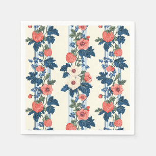 Aardbeien & Blauwe Bladeren Bloempatroon Servet