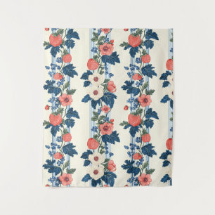 Aardbeien & Blauwe Bladeren Bloempatroon Wandkleed