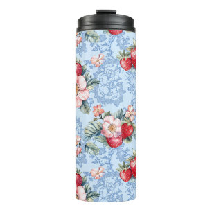  Aardbeien & Bloemen Patroon Thermosbeker