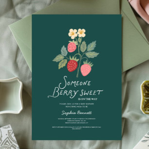 Aardbeien Boeket Bloesem Baby Shower Uitnodiging