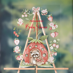 Aardbeien Bos Baby Shower Acryl Bord