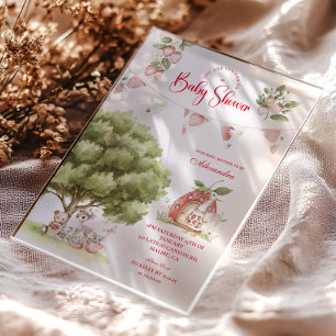 Aardbeien Bos Baby Shower Acryl Uitnodigingen