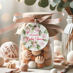 Aardbeien Bos Baby Shower Ronde Sticker