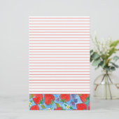 Aardbeien Bosbessen Bijen Rode Lijn Briefpapier (Staand voorkant)