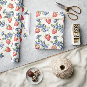 Aardbeien Bosbessen Fruit Cadeaupapier