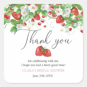 Aardbeien Bruiloftsfeest Vierkante Sticker