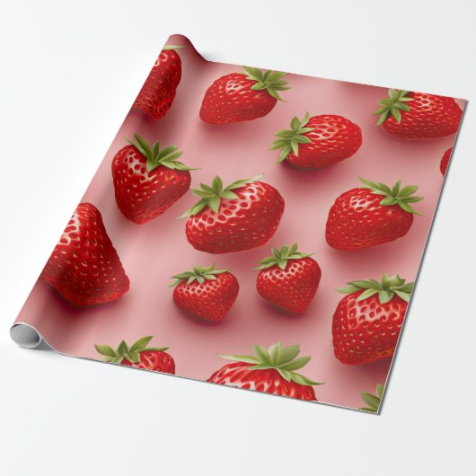 Aardbeien Cadeaupapier (Uitgerold)