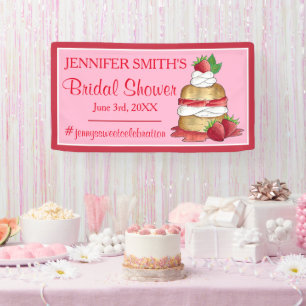 Aardbeien Cake Shortcake Bruidsfeest Verjaardag Spandoek