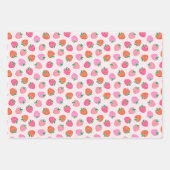 Aardbeien Cheques & Argyle Kerst Roze & Rood Inpakpapier Vel (Voorkant)