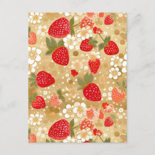 Aardbeien Chiyogami Briefkaart