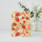 Aardbeien Chiyogami Briefkaart (Staand voorkant)