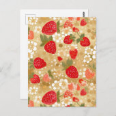Aardbeien Chiyogami Briefkaart (Voorkant / Achterkant)